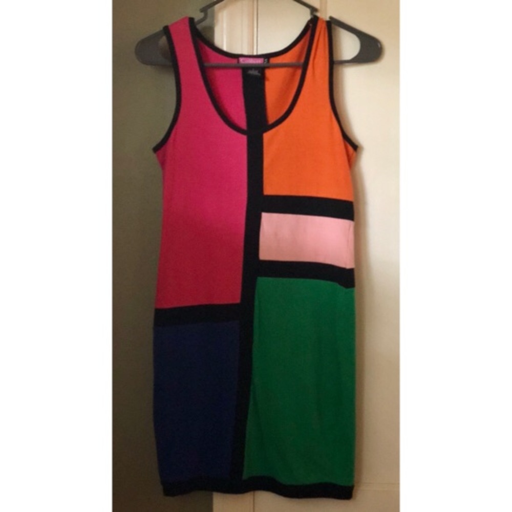 Black/pink color block retro dress, Sz. S/M